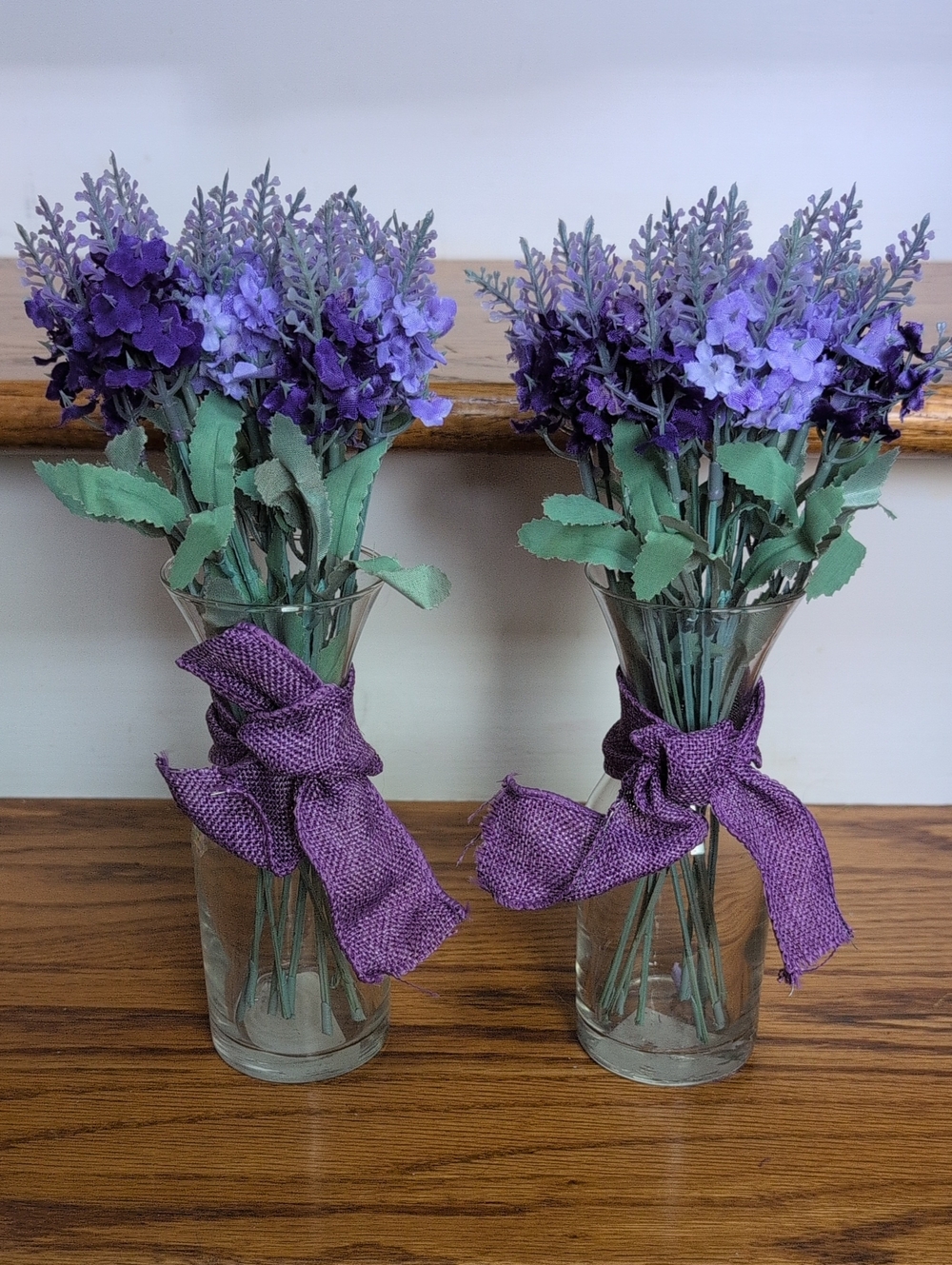Lavender Bouquet Pair with Purple Ribbon